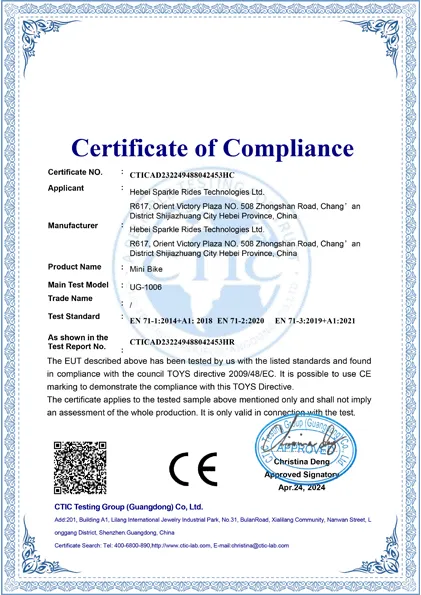 Mini bike EN71 certificado