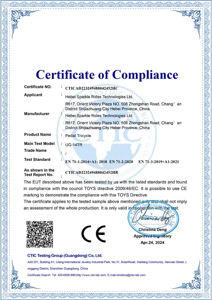 Pedal Triciclo EN71 Certificado
