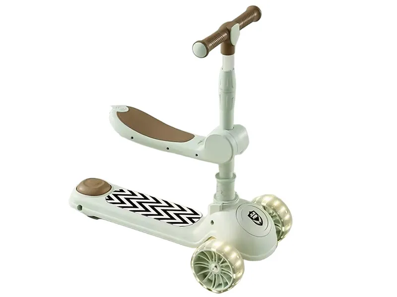 ZYQQ-516 niño pequeño Scooter música y asiento-verde